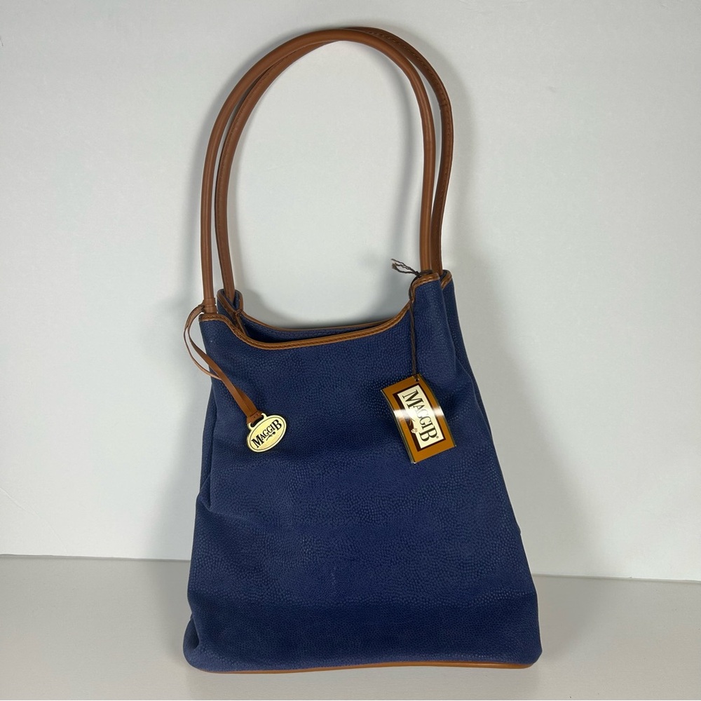 Maggie B By Ganz Handbag On The Go Navy Shoulder Purse Bag Leather Trims USA